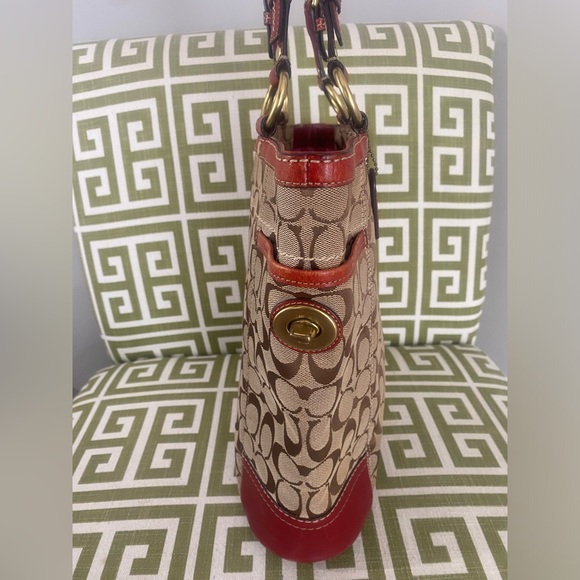 SOLD! COACH VINTAGE Signature Kaki Leather Tote & Accordion Coated Canvas Wallet - Picture 9 of 16